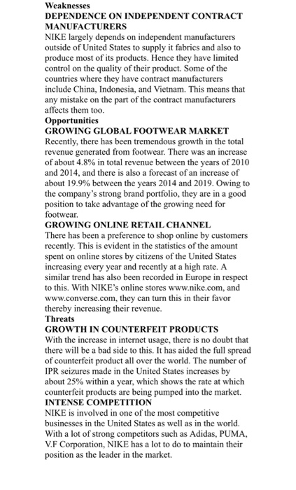 from nike case study you should make one internal