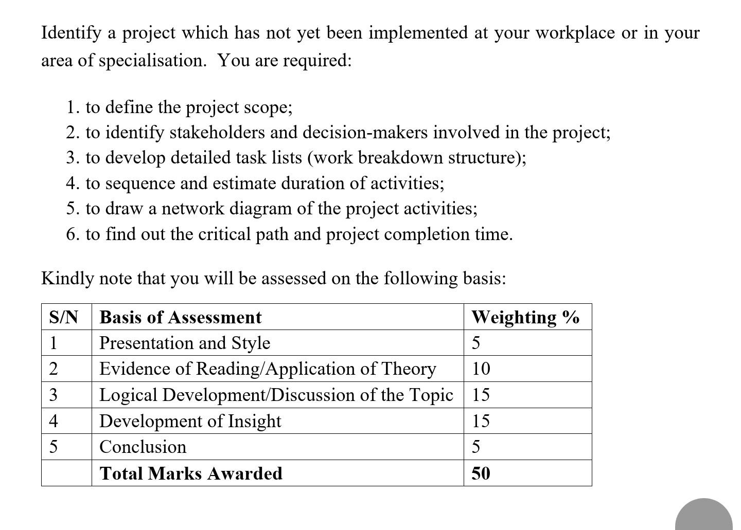 Identify a project which has not yet been