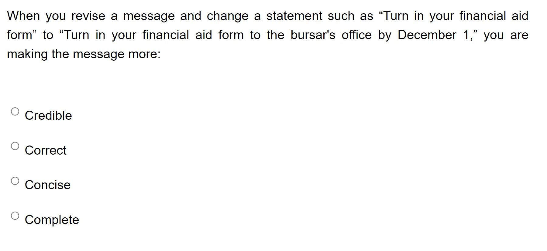 When you revise a message and change a statement