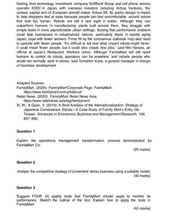 Case Study Read the following case and answer all