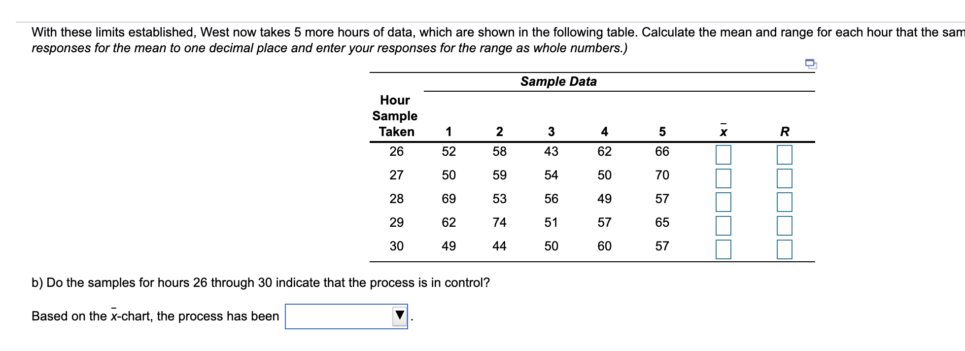 Refer to Table 56.1 - Factors for Computing