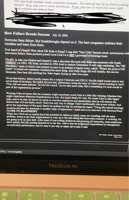 This case study contains many corporate examples.