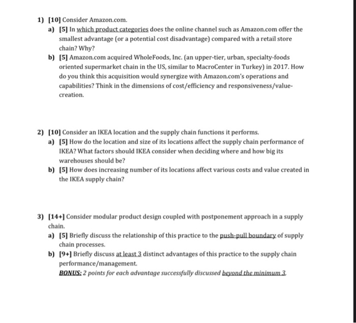 1) [10] Consider Amazon.com. a) [5] In which