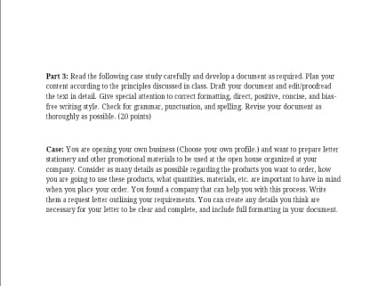 Part 3: Read the following Case study carefully