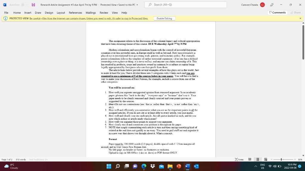AutoSave Research Article Assignment #3 due April