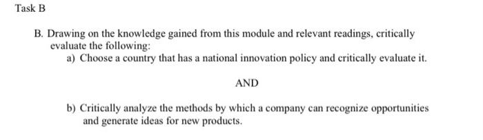 Task B B. Drawing on the knowledge gained from