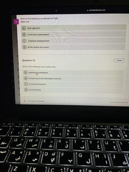 ubt.blackboard.com Which of the following is an