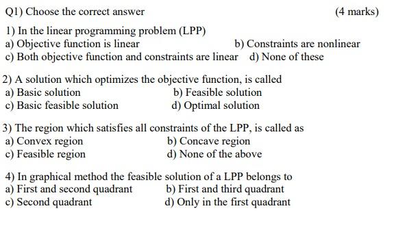 2.) Write the following linear programming