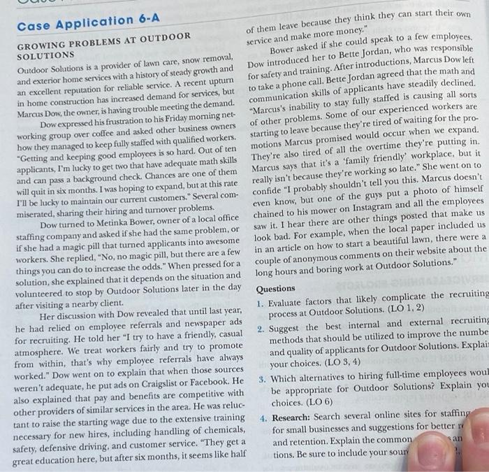 Need Help with Question 3. Case Application 6-A