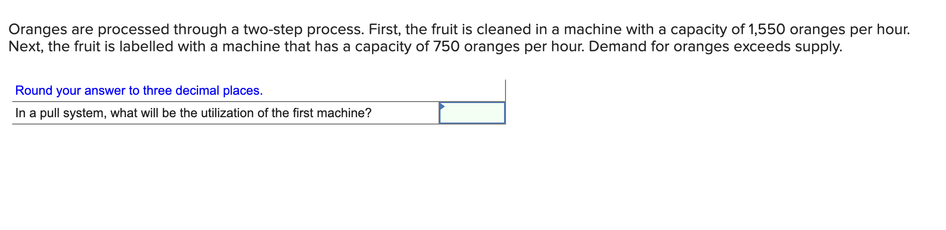 Oranges are processed through a two-step process.