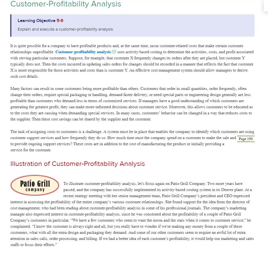Read the Customer Profitability Analysis section