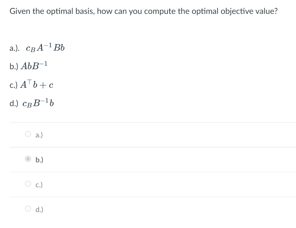 Given the optimal basis, how can you compute the