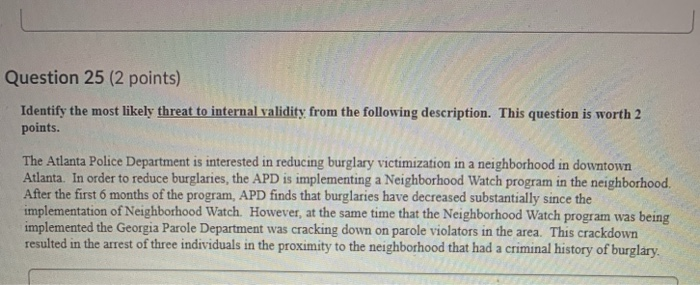 Question 23 (4 points) Below is a research