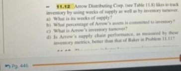 Table 11.8 For Problems 11.11 and 11.12 Arrow