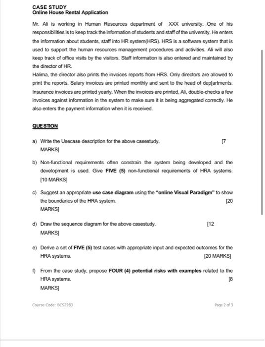 CASE STUDY Online House Rental Application Mr.