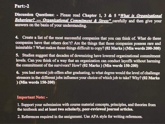 Part:-2 Discussion Questions: - Please read