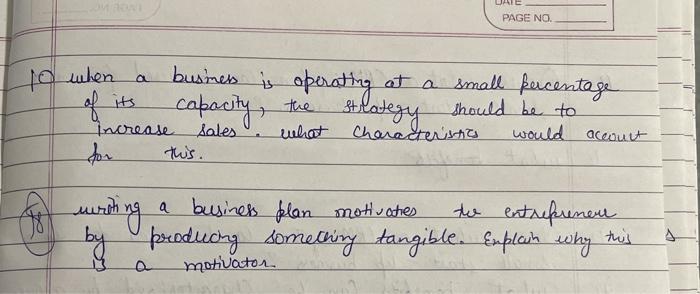 DATE PAGE NO. 10 when a business is operating at