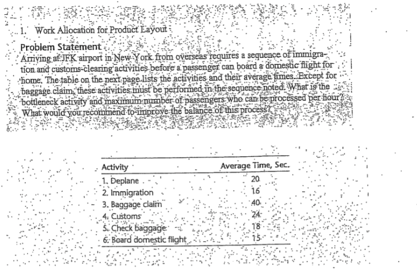 1.' Work Allocation for Product Layout Problem