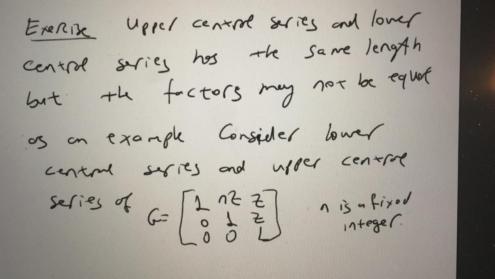 Upper central series and lower central series has
