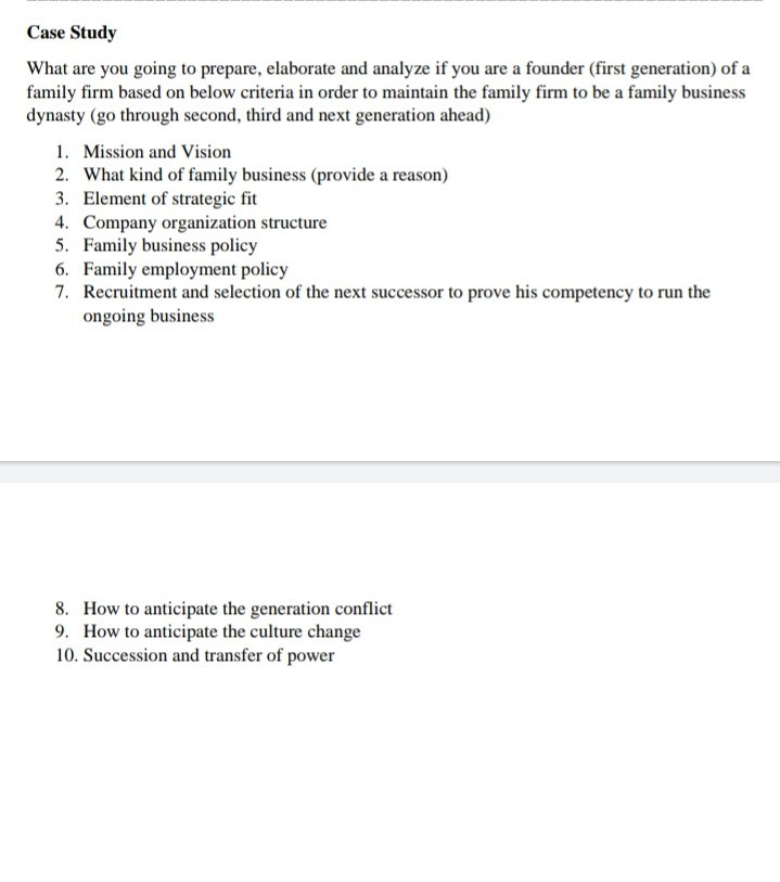 Case Study What are you going to prepare,