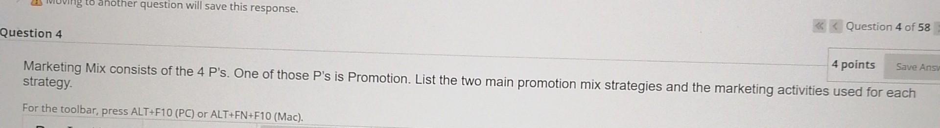 ung to another question will save this response.