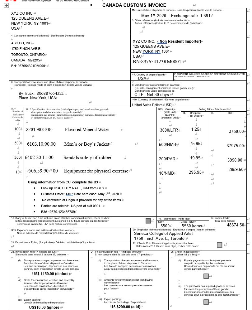 Use provided CCI information to create a B3. und