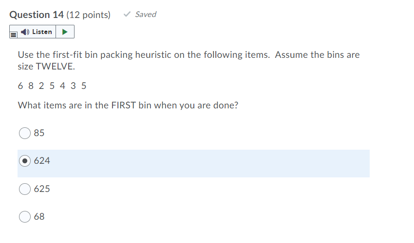 Saved Question 14 (12 points) Listen Use the