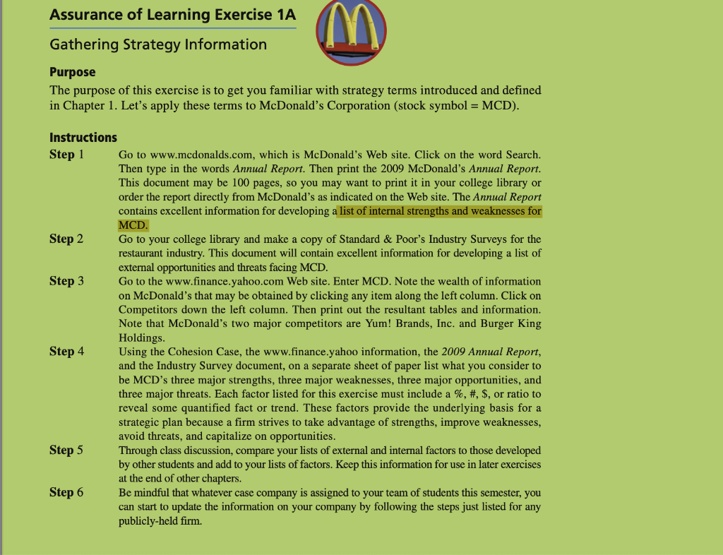 m Assurance of Learning Exercise 1A Gathering