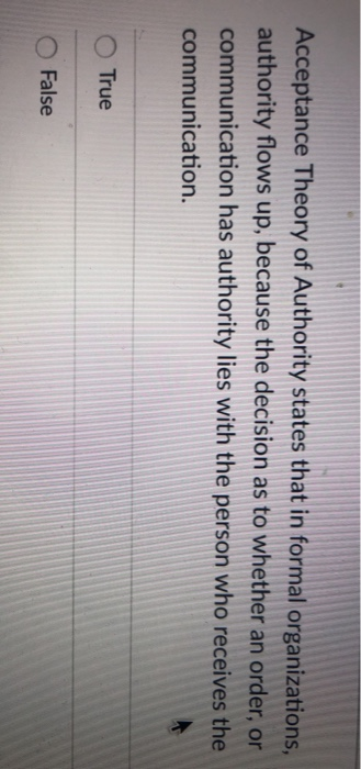 Acceptance Theory of Authority states that in