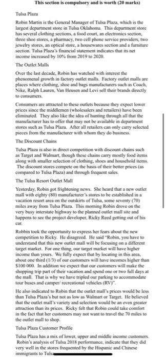 This section is compulsory and is worth (20