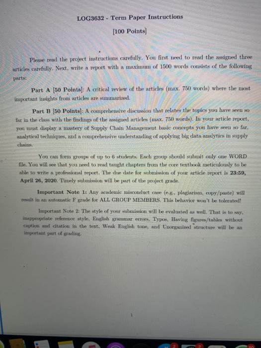 LOG3632 - Term Paper Instructions [100 Points)
