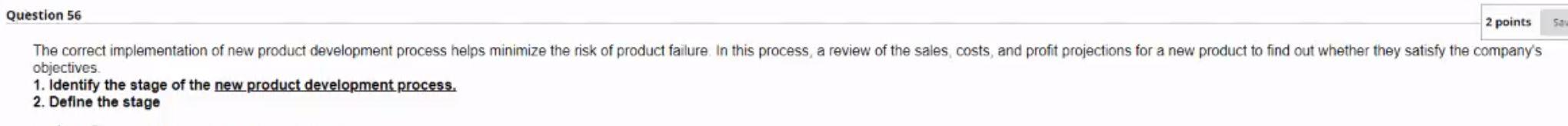 MKT261 Question 56 2 points Sa The correct