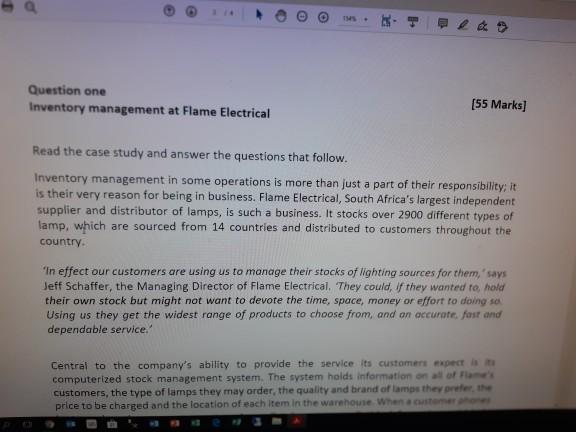 Question one Inventory management at Flame