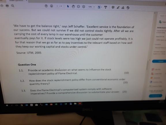 Question one Inventory management at Flame