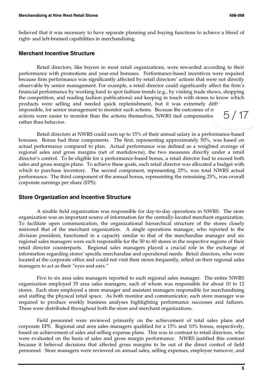 1.What does a retail director at Nine West Retail