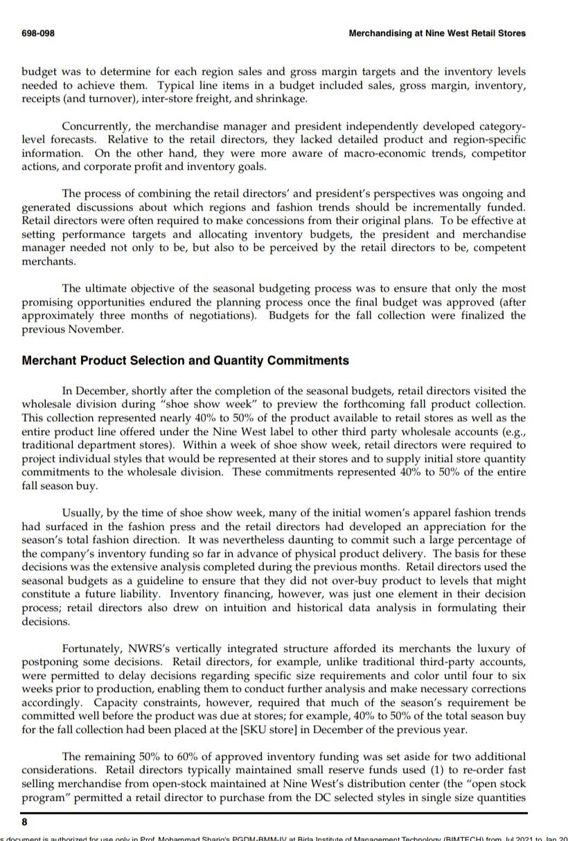 1.What does a retail director at Nine West Retail