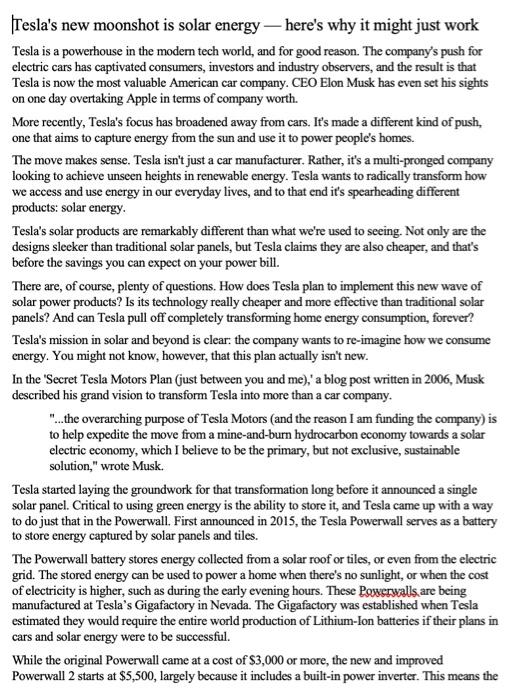 please solve asap Tesla's new moonshot is solar