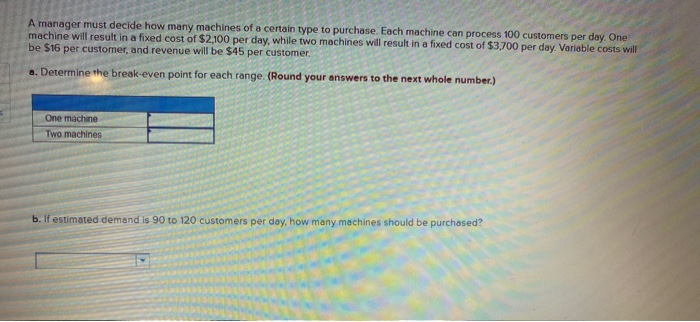 A manager must decide how many machines of a
