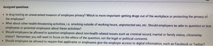 Business Ethics Assigned questions: Is drug