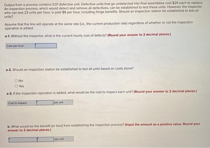 Output from a process contains 0.01 defective