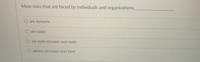 Most risks that are faced by individuals and