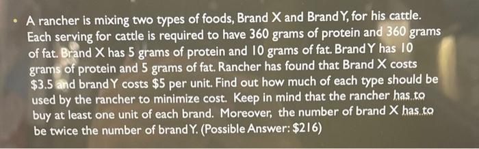 A rancher is mixing two types of foods, Brand X