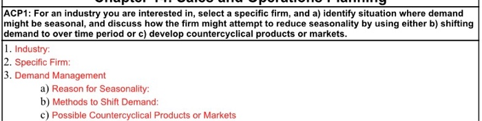 ACP1: For an industry you are interested in,