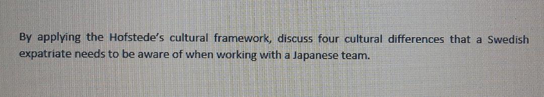 By applying the Hofstede's cultural framework,