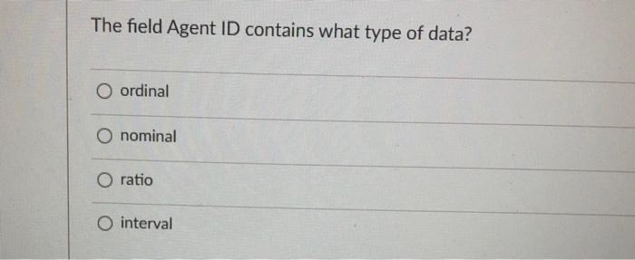 The field Agent ID contains what type of data?