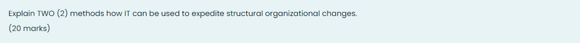 Explain TWO (2) methods how IT can be used to
