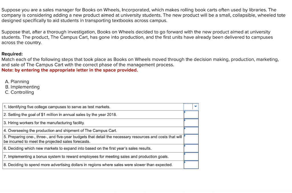 Suppose you are a sales manager for Books on