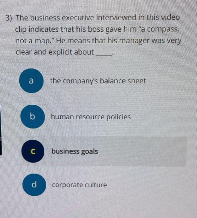 3) The business executive interviewed in this