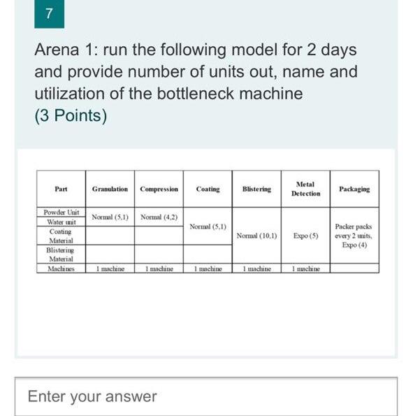 7 Arena 1: run the following model for 2 days and