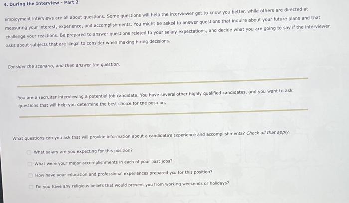 4. During the Interview - Part 2 Employment